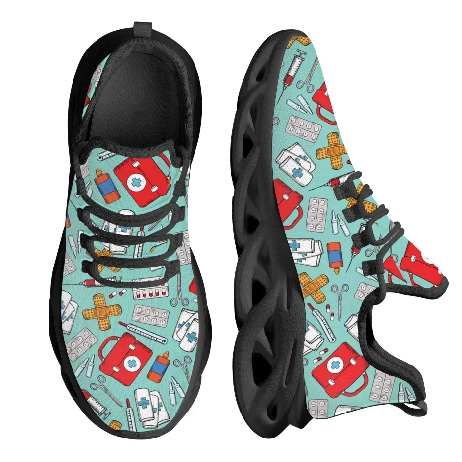 Knit Fabric Lace Up Sneakers - Maßgefertigte Rote Medizinbox-Design Outdoor-Schuhe Damen-Laufschuhe Leichte