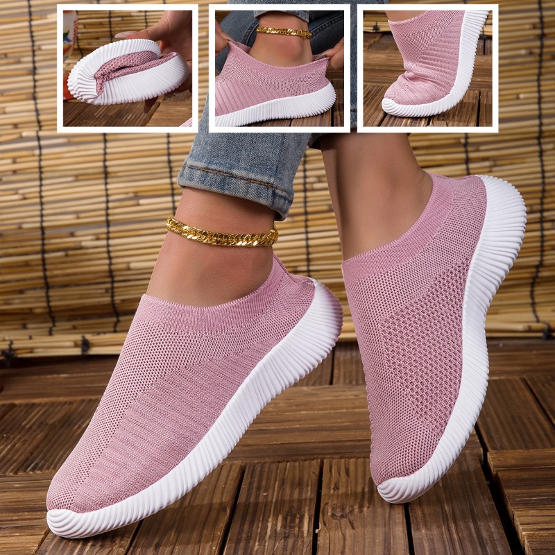 Breathable Mesh Athletic Shoes - Damen-Sneaker Atmungsaktives Strickmesh Bequeme Flache Schnürschuhe
