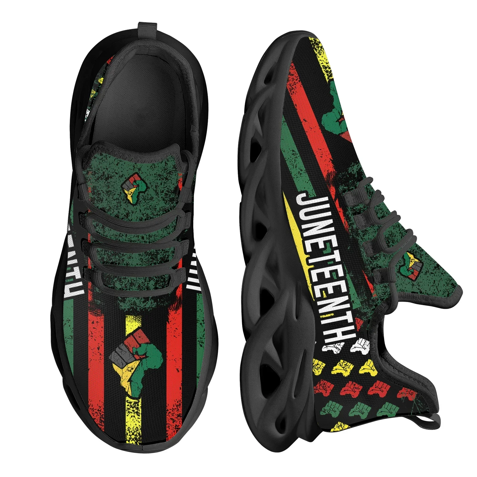 Breathable Mesh Athletic Shoes - Juneteenth Mesh-Sneaker mit Aufdruck „Peace and
