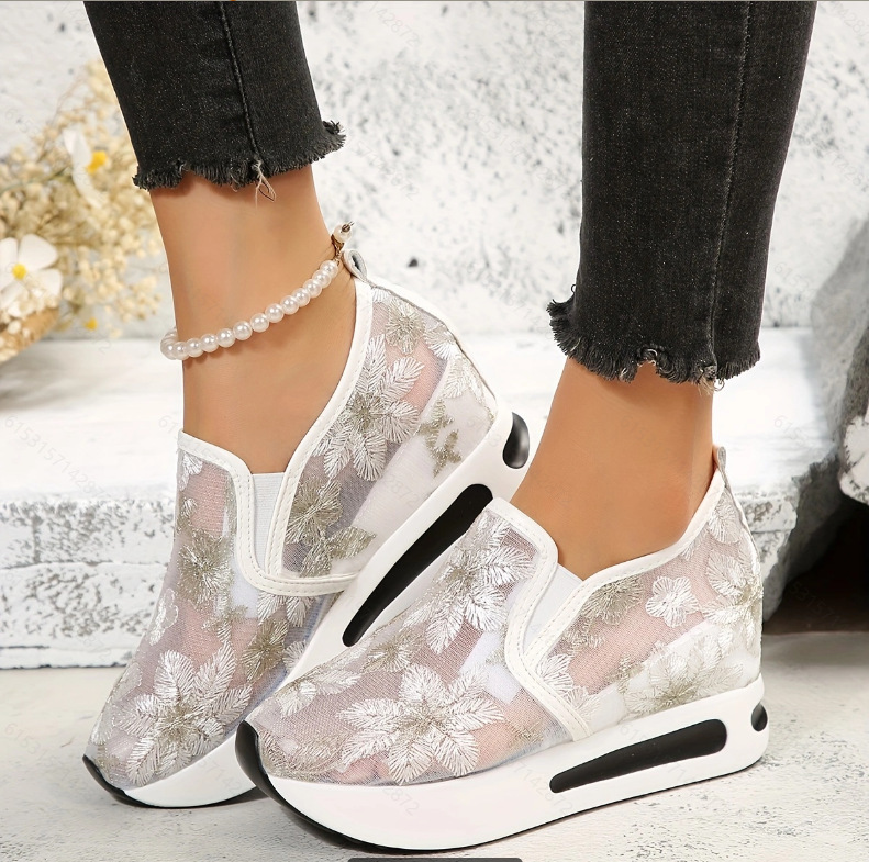 Breathable Mesh Athletic Shoes - Spitze Wohnungen Plattform Frauen Sport Schuhe