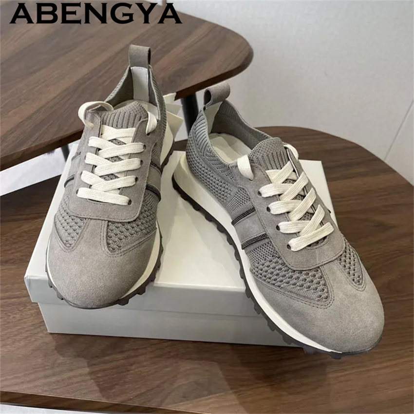 2026 Frühling Bestseller Gestr – Knit Fabric Lace Up Sneakers Bewertung und Preis
