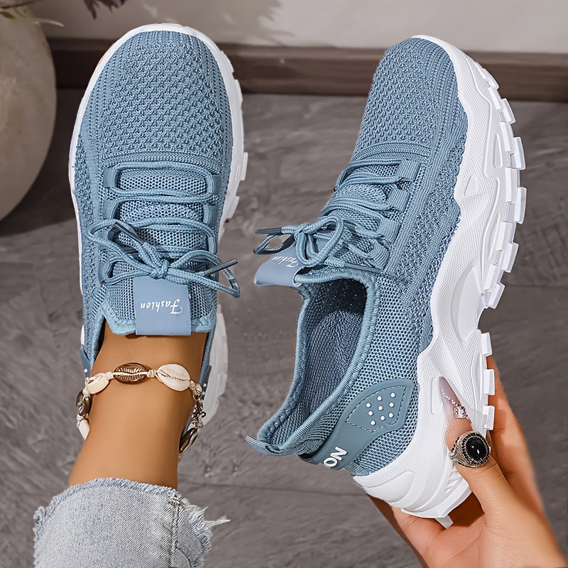 Atmungsaktive Strick-Sneaker,  – Knit Fabric Lace Up Sneakers Bewertung und Preis