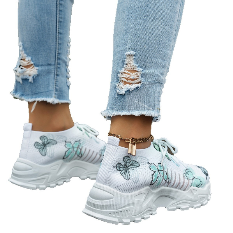 Damen-Sneaker mit Schmetterlin – Knit Fabric Lace Up Sneakers Bewertung und Preis