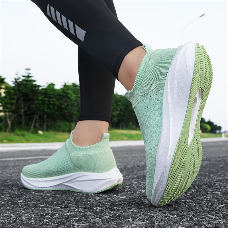 Unisex Slip-On Socken-Laufschu – Knit Fabric Lace Up Sneakers Bewertung und Preis